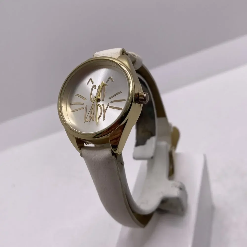 Womens Worn Cat Lady Watch Works New Battery